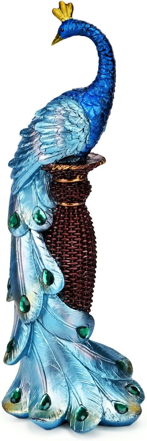 Peacocks Statue Decor,Animal Sculpture Modern Resin Home Accent-Hallway Livingroom Bedroom Kidsroom Home Office Desktop Versatile Style Ornaments-Gorgeous Artistic Birds Gift-13 3/4 inchs