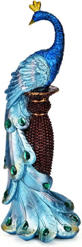 Peacocks Statue Decor,Animal Sculpture Modern Resin Home Accent-Hallway Livingroom Bedroom Kidsroom Home Office Desktop Versatile Style Ornaments-Gorgeous Artistic Birds Gift-13 3/4 inchs