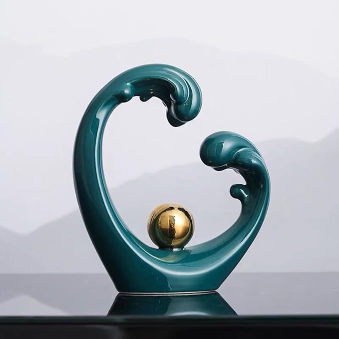 Sculptures Statues Sculpture Decoration White, Modern Abstract Art Sculptures Decoration, Office, Apartment Statues and Sculptures, Ceramic, White (Green Grün)