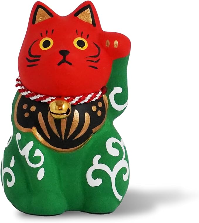 Maneki-Neko Lucky Cat, 2.7 Inches | Hand-Painted Ceramic Fortune and Prosperity Talisman | Artisan Crafted Desk and Room Decor | Made in Japan (Lion cat)