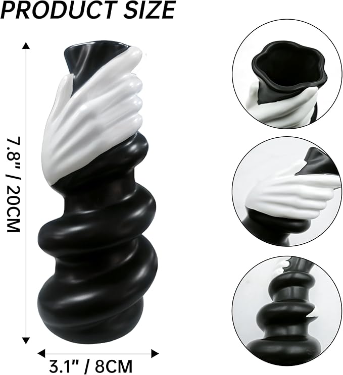 Unique Vase - Artistic Ceramic Vase for Modern Home Decor, Handcrafted Table & Entryway Decor, Wabi Sabi & Nordic Style Aesthetic Home Decor Sculpture