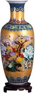 Jingdezhen Large Ceramic Floor Vase, Golden, Height 18.11" (46cm), Round, Handmade, Porcelain, Vase, Floral, Asian Style, Wedding, Mother's Day, Home Decor