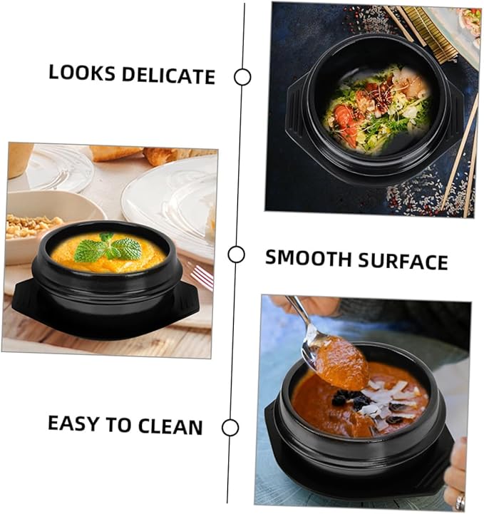 PRETYZOOM Korean Stone Pot Bibimbap Casserole Pot Ceramic Cooking for Soup Rice Stew Heat Resistant Easy to Clean