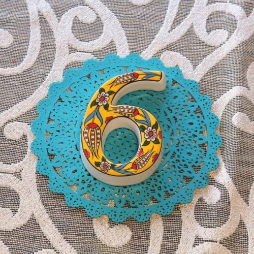Large Ceramic Housewarming Sign Ceramic Address Plaque House Numbers Sign Door Personalized Coloured Decorative Hand Decoratede Housewarming Gifts Tulip Design 12 * 9 cm (Yellow, 6)