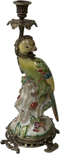 Vintage Handmade Ceramic Parrot Figure Candelabras Candle Holder Aws3885