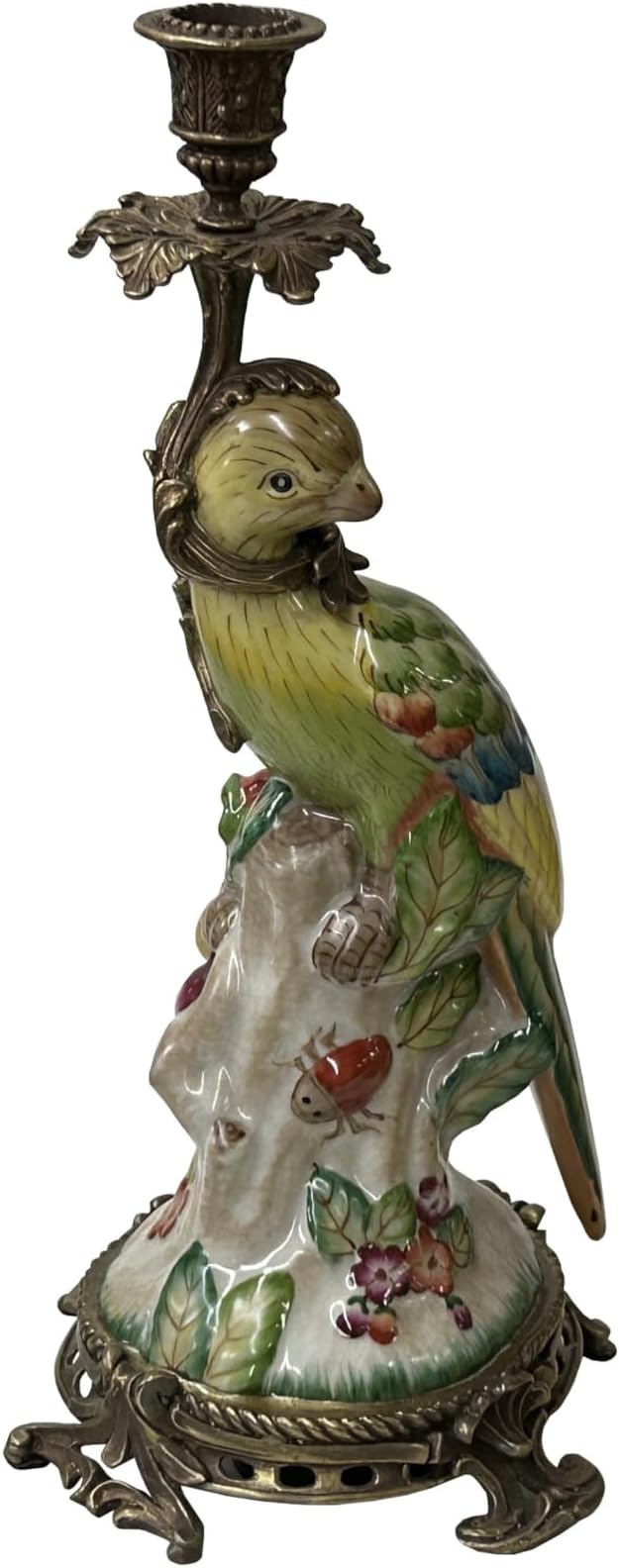 Vintage Handmade Ceramic Parrot Figure Candelabras Candle Holder Aws3885