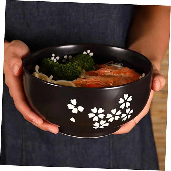 Mobestech 1 Set Ceramic Noodle Bowl with Lid Japanese Style Soup Bowl for Kitchen Tableware for Serving Noodles Salads and More Easy to Clean