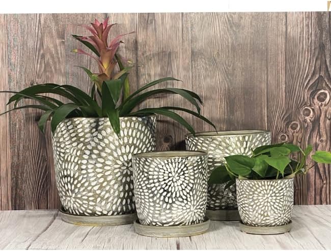Garden & Home Grey 10 Inch Indoor Ceramic Plant Pot with an Attached Saucer and Drainage Hole for House Plants, Herbs, Flowers, Succulent Plants, Snake Plants, Gifts for Mom