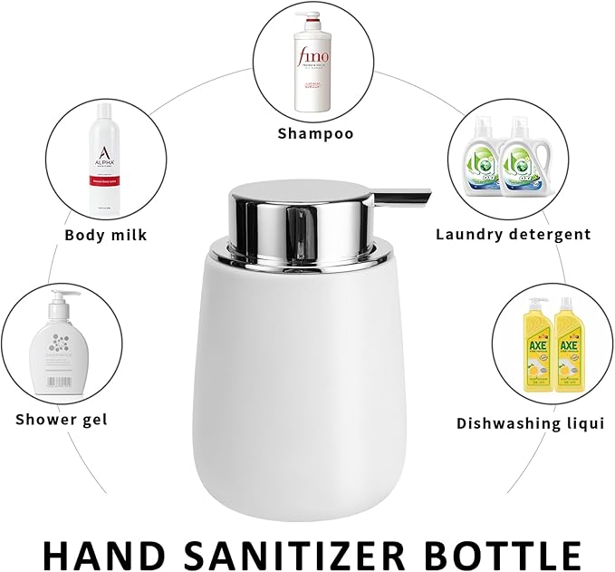 Soap Dispenser Ceramic with Easy-to-Press Pump Hand Lotion Liquid Dispenser for Shampoo Bathroom Kitchen 12 oz