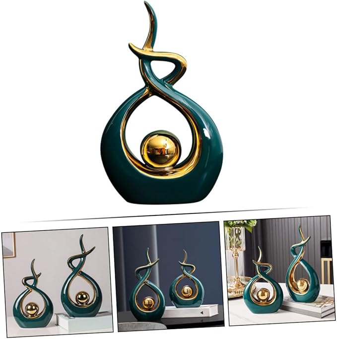 Zerodeko Ceramic Modern Abstract Art Statue for Home Decor Unique Table Ornament for Living Room and Dining Room Chic Abstract Sculpture for Bookshelf and Tv Cabinet and Design
