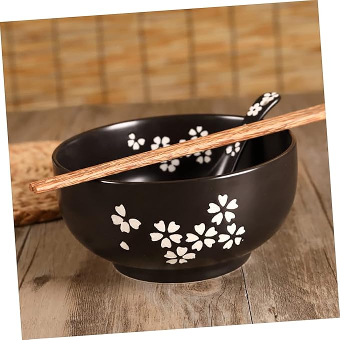 Mobestech 1 Set Ceramic Noodle Bowl with Lid Japanese Style Soup Bowl for Kitchen Tableware for Serving Noodles Salads and More Easy to Clean