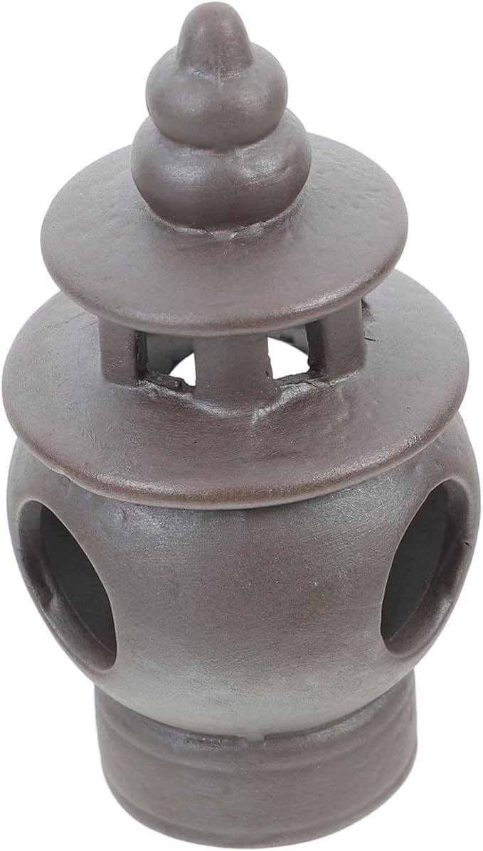 Totority Ceramic Pagoda Sculpture Asian Garden Figurine Zen Landscape Decoration Miniature Garden Accessory