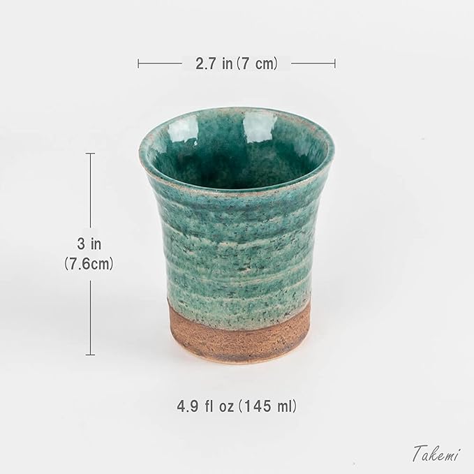 Japanese Sake Cup Set, Mino Ware Guinomi Ceramic Cups with Wooden Box, Traditional Pottery for Sake Tea, Handmade in Japan (Seian-gama Sake Set (5cups), Cup Size (4.9 fl oz - 145 ml))