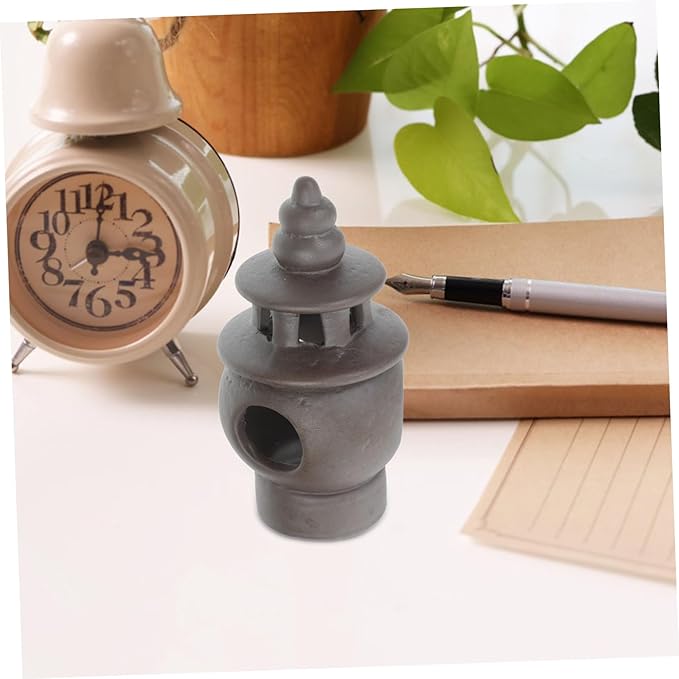 Pagoda Statue Ceramic Garden Landscape Sculpture Intricate Zen-Inspired Pavilion Figurine for Aquarium Terrarium Outdoor Decor Elegant Asian Micro Garden Ornament