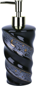 Ceramic Soap Dispenser, Large Capacity Lotion Dispenser with Spiral Galaxy Design - Refillable Press Pump Bottle for Bathroom & Kitchen (14oz, Black)