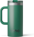 RTIC 16oz Road Trip Travel Mug with Lid and Handle, Ceramic Lined, Insulated, Stainless Steel, Metal, Double Wall Vacuum-Insulation, Portable Coffee, Tea Cup for Hot and Cold Drink, Pine Tree