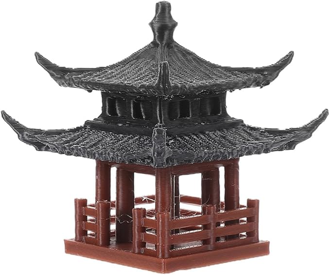 Milisten Mini Pagoda Statue, Miniature Hexagon Pavilion Figurine Ceramic Flower Vase Landscape Asian Zen Garden Fairy Garden Aquarium Dollhouse Decor