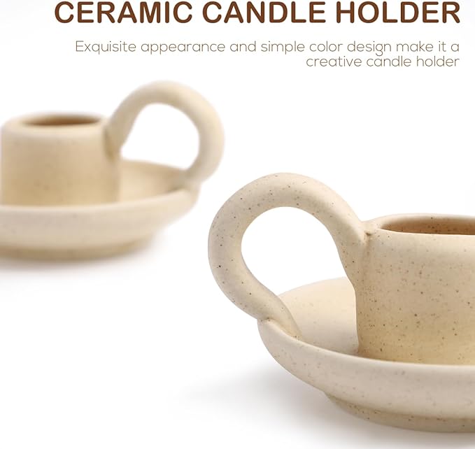 Cabilock Candle Holder Ceramic Candle Holder Ceramic Candlestick Holder Nordic Style Taper Candle Stand Candle Burning Display Holder Desktop Ornament for Home Wedding Party（2 pcs）