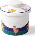 Toptier Butter Crock for Counter With Water Line, On Demand Spreadable Butter, Ceramic Butter Keeper to Leave On Counter, French Butter Dish with Lid (Animal Paradise)