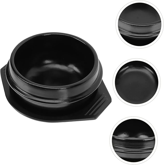 Healifty Heat-resistant Korean Stone Pot Ceramic Casserole for Korean Hot Pot Cooking Lid Steamed Egg Non-stick Even Heat Transfer