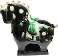 Handmade Ceramic Animal Statue Ceramic Horse Sculpture Desktop Ornament Asian Feng Shui Art Collectible Black
