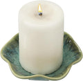 uxcell Candle Holder Plates, 4 Inch Ceramic Candle Tray Tealight Incense Holder Dish Candlestick for Tea Light Aromatherapy Wedding Rustic Vintage Home Decor, Lotus Leaf Green