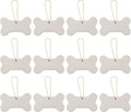 Creative Hobbies Ready to Paint DIY Ceramic Bisque Bone Shape Ornaments with Hanger for Christmas Tree and Holiday Decoration | Pack of 12
