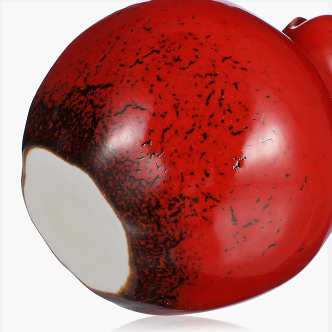 DECHOUS Small Ceramic Vase - Vintage Pomegranate Shape Flower Bud Vase Unique Aesthetic for Home Office Shelf Table Floral Arrangement, 3.3x2.7 Inch