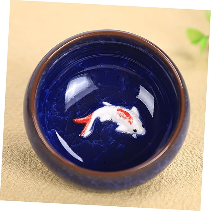 Luxshiny 6pcs Ceramic Fish Teaware Set Smooth Teaware Set Asian Tea Cup Set for Home Party Restaurant