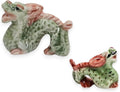 Bundle WitnyStore 1½" Green Red Chinese Asian Dragon Ceramic Figurine for Terrarium Decoration Collectible Statue for Adult Collectors Handcrafted Porcelain Ornament Sculpture Home Room Tabletop Decor