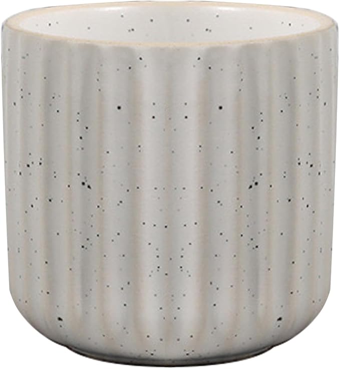 Vintage Ceramic Mug, Japanese Tea Cup 6oz Striped Cup No Handle Drinking Cup for Latte Milk Water Beverage Juice Microwave and Dishwasher Safe, Minimalist coffee Cup-Nordic White