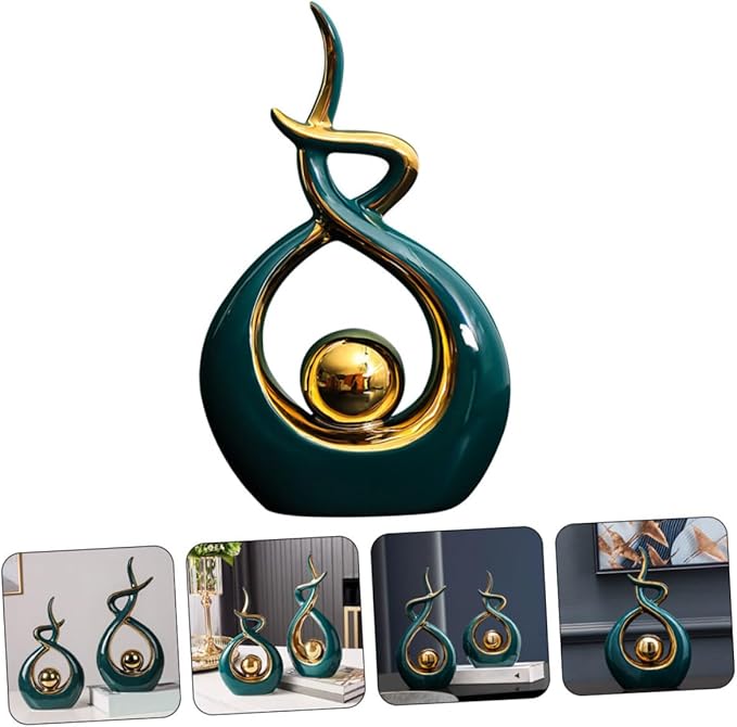 Zerodeko Ceramic Modern Abstract Art Statue for Home Decor Unique Table Ornament for Living Room and Dining Room Chic Abstract Sculpture for Bookshelf and Tv Cabinet and Design