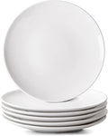 White Salad Plates Set of 6, 8.5 Inch Ceramic Plates – White Porcelain Appetizer & Dessert Plates for Kitchen, Salad, Snack & Everyday Use, Microwave & Dishwasher Safe