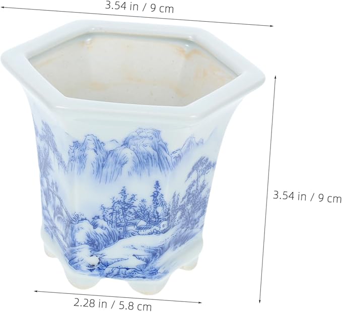 Blue and White Planter: Chinese Flower Pot for Succulents Cacti and Indoor Plants Flowerpot for Home Office Garden Planter