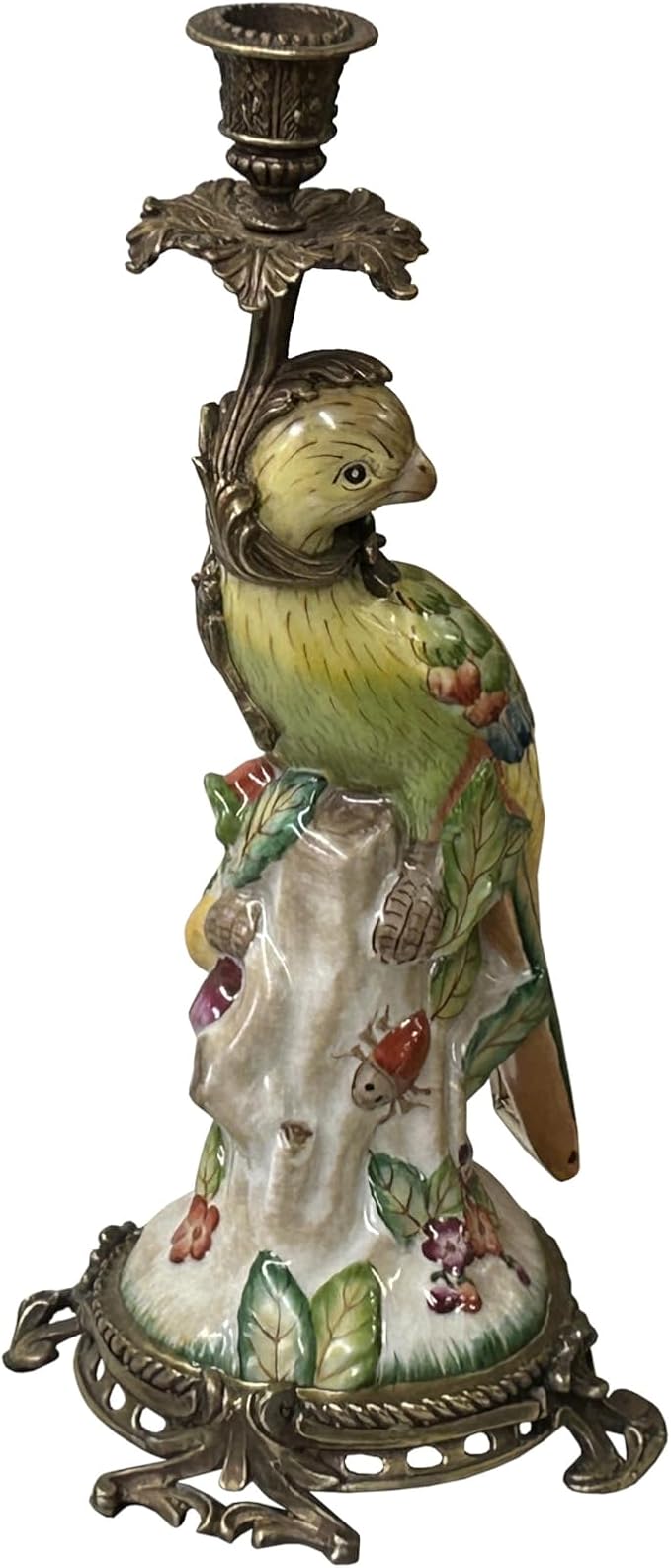Vintage Handmade Ceramic Parrot Figure Candelabras Candle Holder Aws3885