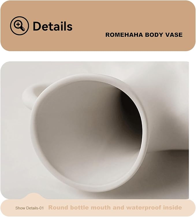 Body Vase 8.27" Collarbone Shaped Ceramic Flower Vase for Home Decor, Clavicle Bone Sculpture Art Decor, Modern Minimalist Flower Holder for Living Room
