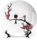 XISUNYA 6 Inch Decorative Plate, Janpese Decor Ceramic Plate, Bird on Cherry Tree Summertime Classic Asian Print Ceramic Wall Hanging for Home & Office Wall Hanging Decor