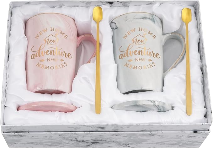 Maustic House Warming Gifts New Home, New Home Gift Ideas for Women Men Couple, Housewarming Gifts, Closing Gift for House Buyers, First Apartment Essentials, 14 Oz Pink & Gray