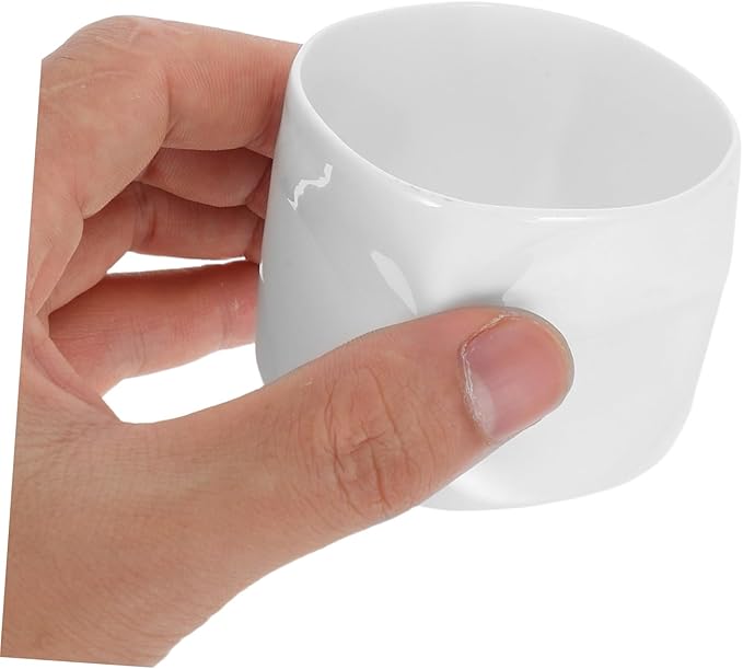 Ciieeo Mini Chinese Teacup: Ceramic Tea Serving Cup Mini Bowl for Teaware White Porcelain Irregular Shape Candle Holder