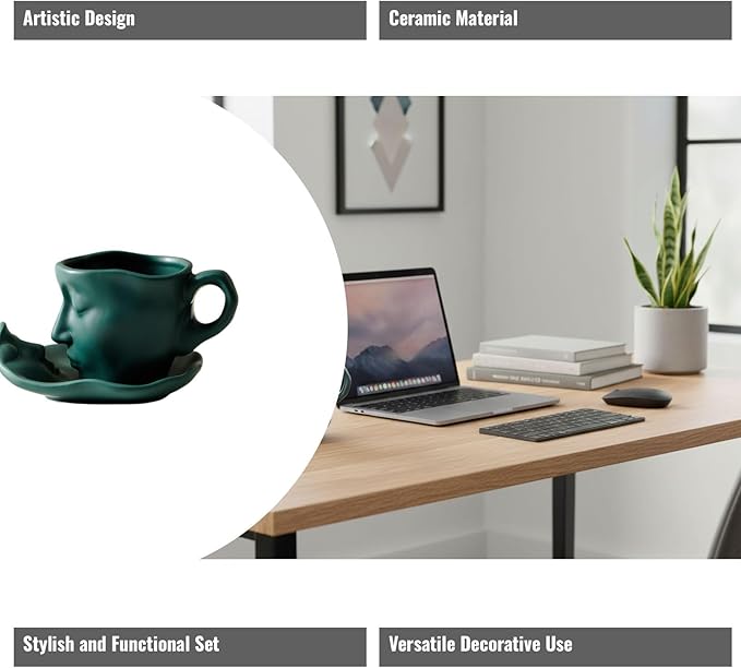 Artistic Ceramic Coffee Mug with Sculptural Face Design for Home Decor and Gift Giving