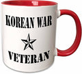 3dRose Korean War Veteran, Black and White 15oz Two-Tone Red Mug