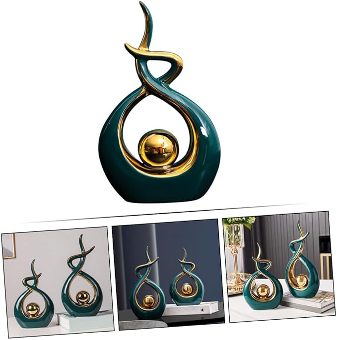Happyyami Abstract Art Ceramic Figurine Modern Decorative Sculpture for Living Room Dining Table Centerpiece Housewarming Unique Home Decor Simple Style Integration