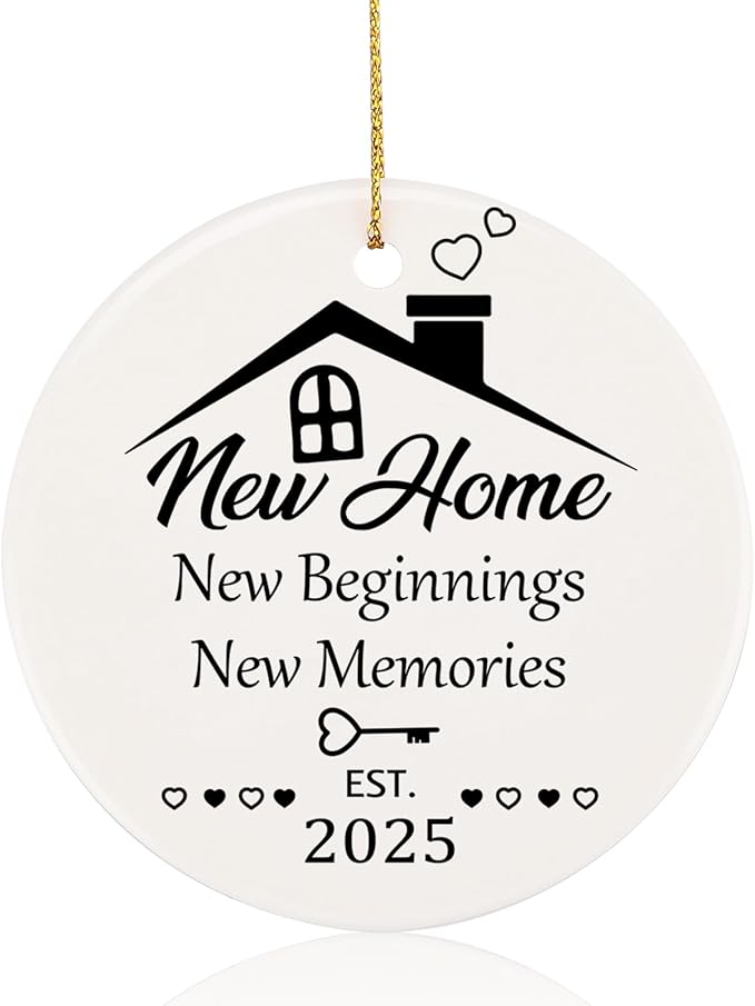 House Warming Gifts New Home, New Home Ceramic Hanging Ornament 2025 for Couples, First House Gift Ideas for Owners, Housewarming Christmas Keepsake Moving in Gift Hanging Plaque