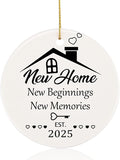House Warming Gifts New Home, New Home Ceramic Hanging Ornament 2025 for Couples, First House Gift Ideas for Owners, Housewarming Christmas Keepsake Moving in Gift Hanging Plaque