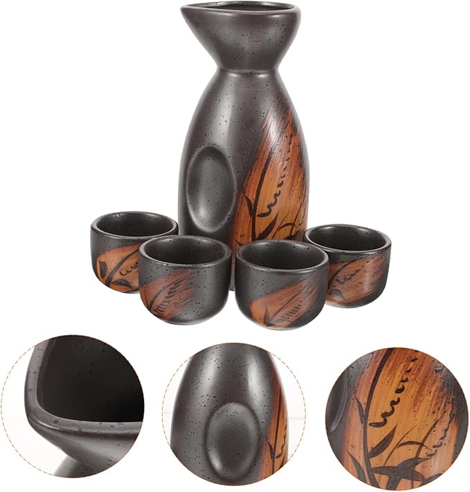 1 Set Japanese Sake Set Porcelain Sake Pot Traditional Ceramic Cups Elegant Rice Wine Cup Dining Table and Enjoyment