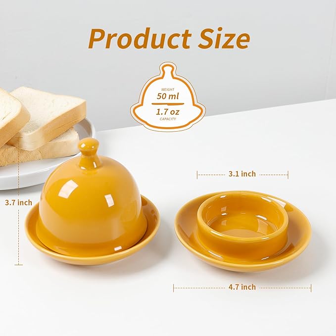 Butter dish, Ceramic Small Butter Dish with Lid, 2026 NEW Original Design Mini Butter Crock Keeper with Handle, 17 OZ Mini Butter Container Cover and Water Sealing 2 Ways Sealing (Pumpkin Orange)