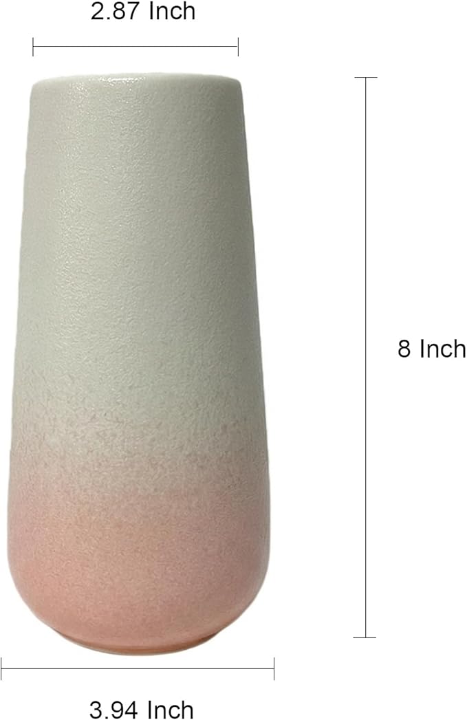 8 Inch Bud Vases for Flowers, Birthday Gifts for Women Mom, Ceramic Vase for Modern Farmhouse, Room, Home, Kitchen, Housewarming, Coffee, Table, Wedding, Shelf, Dinning, Home Decor (Gradient Pink)