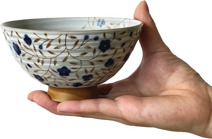 Traditional Style Japanese Ceramics Rice Bowl Chawan Pottery, Dishwasher Microwave Safe Made in Japan (Kohiki Kozakura, Medium (oohira))