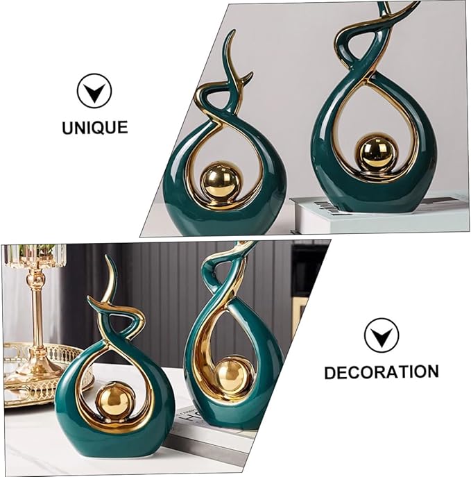Happyyami Abstract Art Ceramic Figurine Modern Decorative Sculpture for Living Room Dining Table Centerpiece Housewarming Unique Home Decor Simple Style Integration
