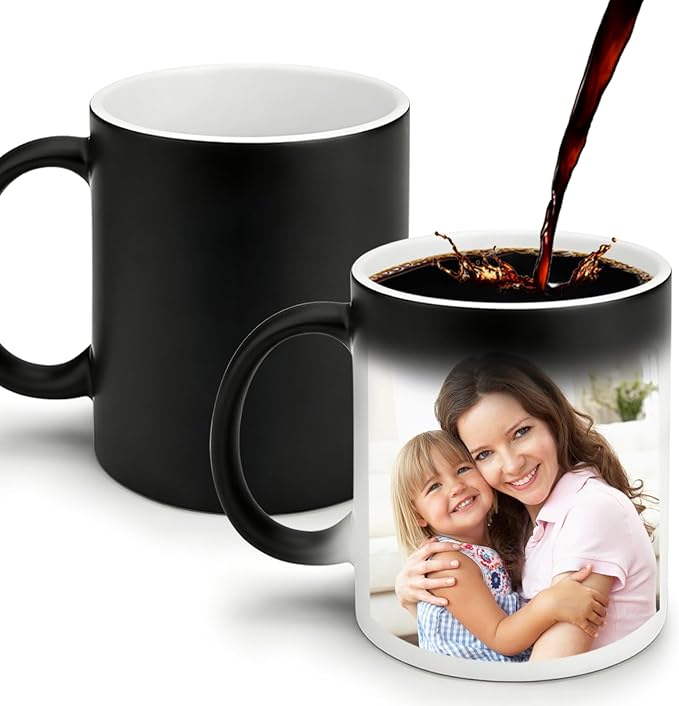 Custom Magic Coffee Mug Heat Sensitive Color Changing Personalized Text, Photo, Logo Ceramic Mugs - Customized Cups Funny Idea Gifts For Christmas, Birthday, Dad, Mom, Women & Men 11oz Tea Cup (Black)